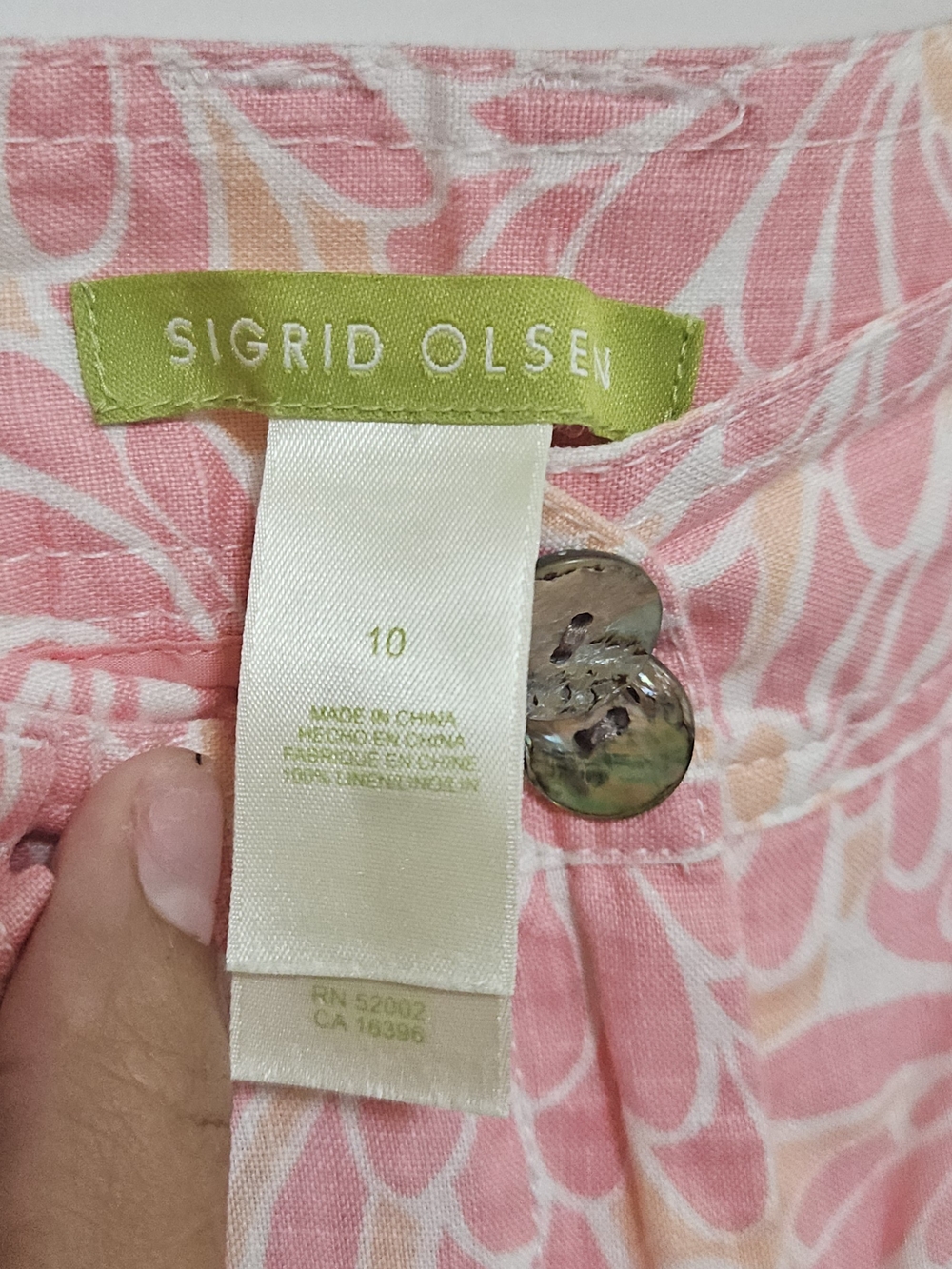 Sigrid Olsen Pink Floral Crop Wide Leg Pants Size 10 Resort Coastal Cottage - Picture 5 of 10